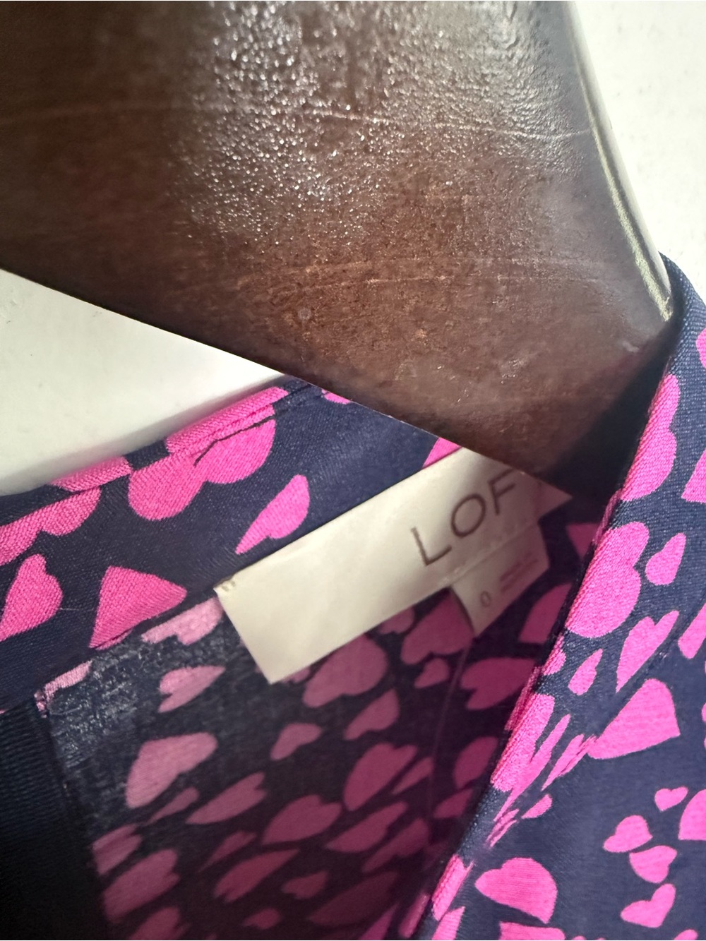 LOFT Navy Dress with Hot Pink Heart Print - Picture 3 of 8